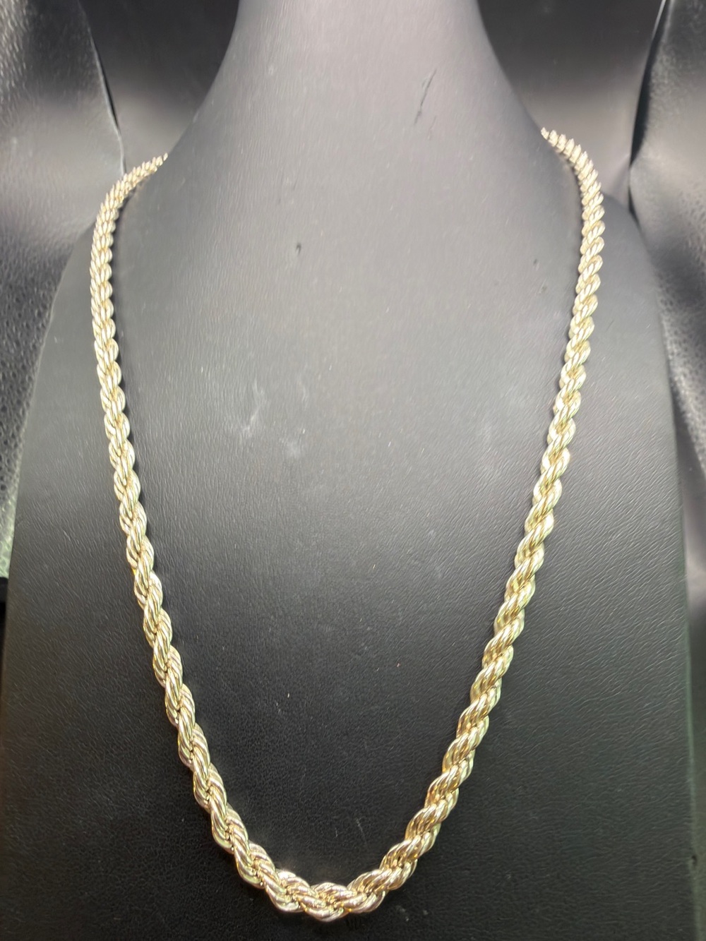 STERLING SILVER 925 SOLID ROPE CHAIN NECKLACE 22” DIAMOND CUT STATEMENT